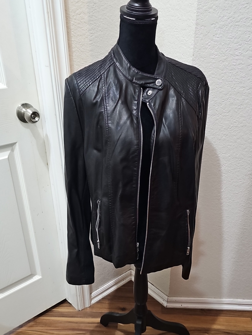 Black Leather Moto Jacket - Unbranded